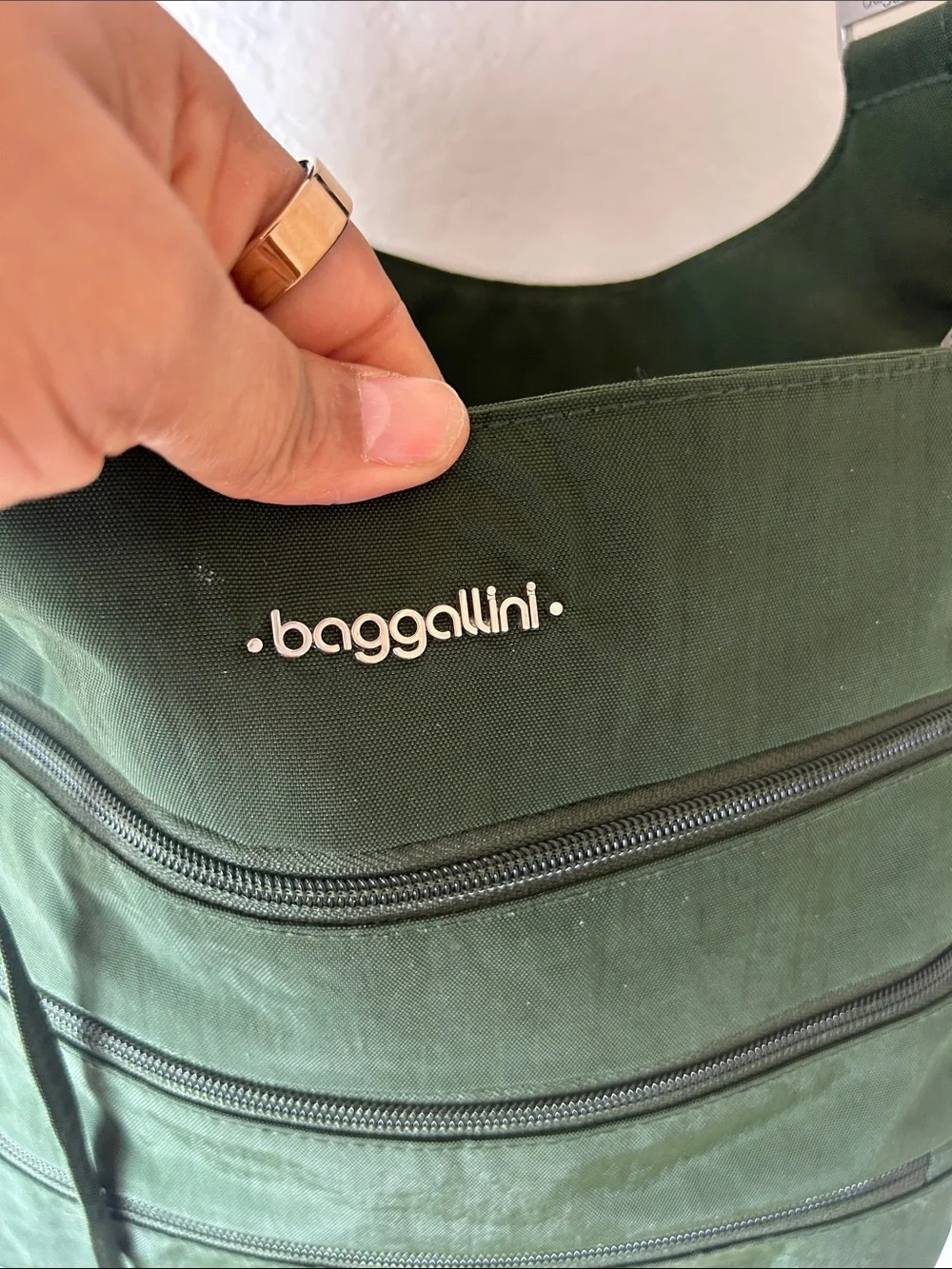 Baggallini  Big zipper Dark Green Crossbody Bag with Strap